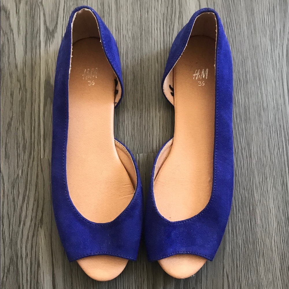 **SOLD** H&M Royal Blue Peep Toe d’Orsay Slip On Flats
